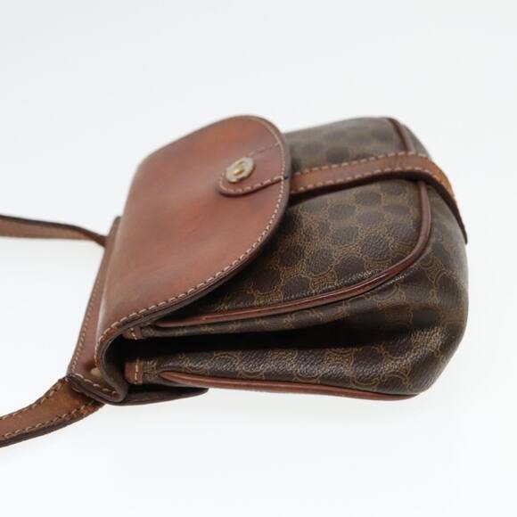 CELINE Macadam Canvas Shoulder Bag Pvc Leather Brown Gold - Picture 4 of 12